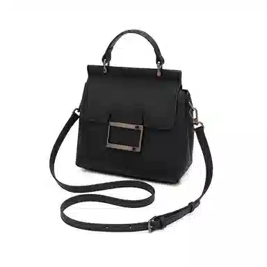 老人头 时尚简约大方通勤高质感百搭手提单肩包 头层牛皮 斜挎包 女款 灰色/黑色