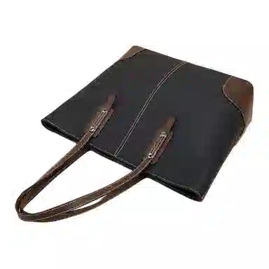 老人头 百搭上班通勤撞色经典实用 头层牛皮 单肩包 女款 黑色/大象灰