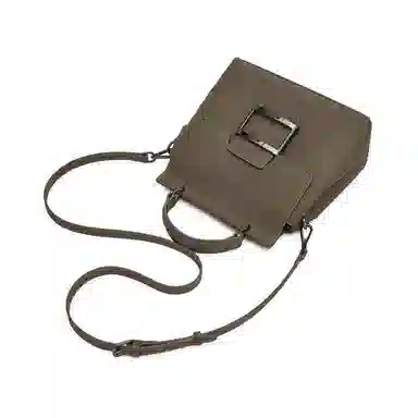 老人头 时尚简约大方通勤高质感百搭手提单肩包 头层牛皮 斜挎包 女款 灰色/黑色