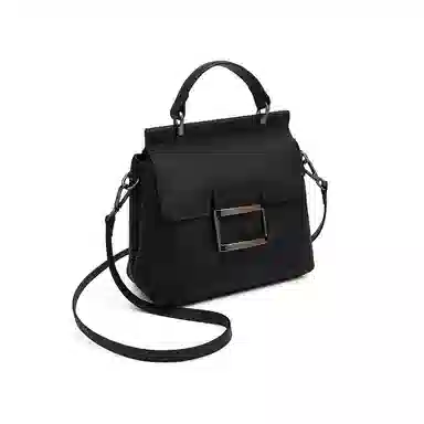 老人头 时尚简约大方通勤高质感百搭手提单肩包 头层牛皮 斜挎包 女款 灰色/黑色