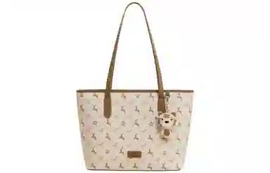 妙迪 通勤 人造革 托特包单肩包 女款 奶茶杏