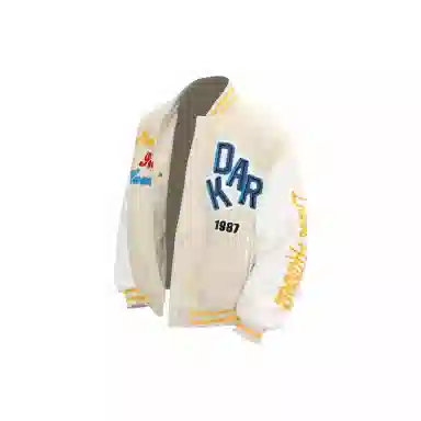 美式复古高街植绒刺绣字母撞色拼接外套 嘻哈街头痞帅 宽松落肩垂感 休闲舒适百搭棒球服 男女同款