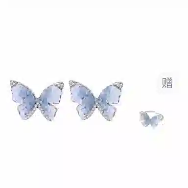 饰伴 早春渐变粉色蝴蝶无耳洞小众设计感气质温柔耳饰#好运 合金 耳夹 女款