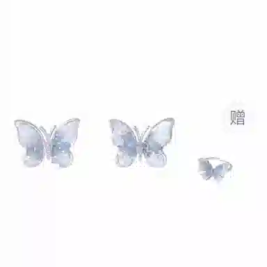 饰伴 早春渐变粉色蝴蝶无耳洞小众设计感气质温柔耳饰#好运 合金 耳夹 女款
