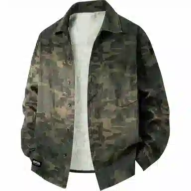 大卫贝肯 美式复古迷彩工装落肩袖翻领宽松牛仔外套 男女同款