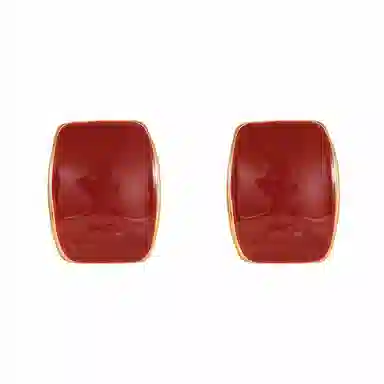 韵系 安可拉红几何 铜镀金 耳环 女款