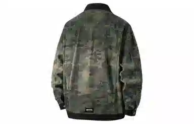 大卫贝肯 美式高街潮牌重水洗做旧迷彩假两件复古字母印花翻领宽松休闲长袖牛仔外套 男女同款