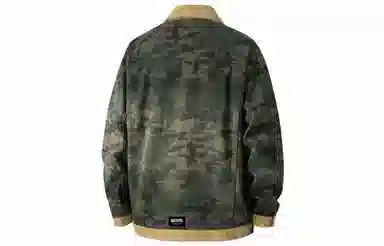 大卫贝肯 美式高街潮牌重水洗做旧迷彩假两件复古字母印花翻领宽松休闲长袖牛仔外套 男女同款