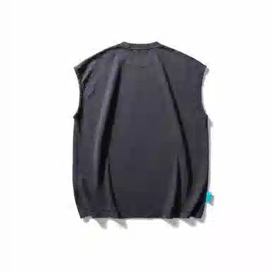 赞仕 夏季潮牌净版百搭宽肩休闲阔版做旧竹节棉背心 男款