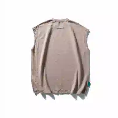 赞仕 夏季潮牌净版百搭宽肩休闲阔版做旧竹节棉背心 男款