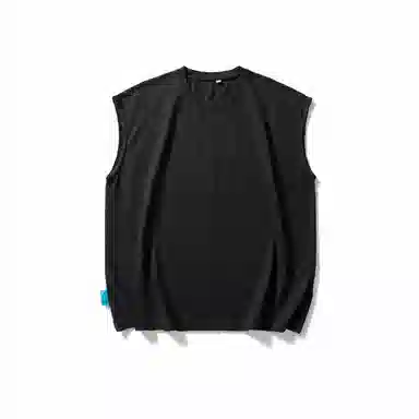 赞仕 夏季潮牌净版百搭宽肩休闲阔版做旧竹节棉背心 男款