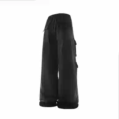 大卫贝肯 美式高街重工水洗复古做旧中腰系带宽松阔腿百搭多口袋工装裤 牛仔裤 男女同款