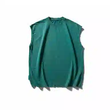 赞仕 夏季潮牌净版百搭宽肩休闲阔版做旧竹节棉背心 男款