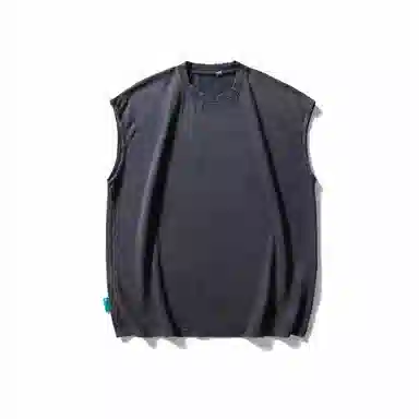 赞仕 夏季潮牌净版百搭宽肩休闲阔版做旧竹节棉背心 男款