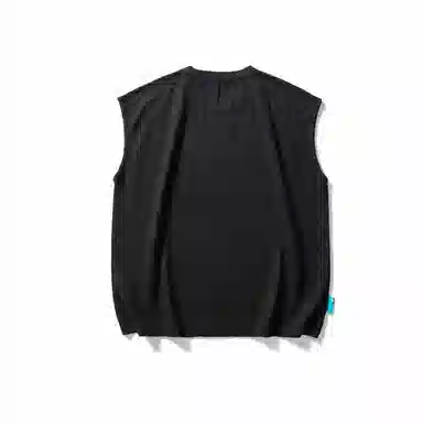 赞仕 夏季潮牌净版百搭宽肩休闲阔版做旧竹节棉背心 男款