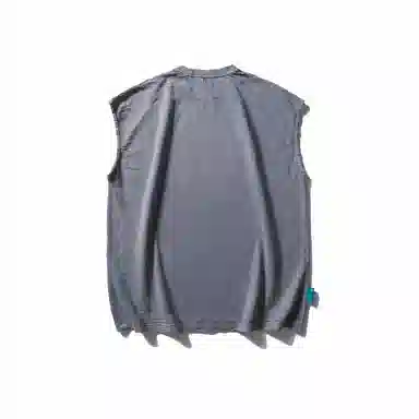 赞仕 夏季潮牌净版百搭宽肩休闲阔版做旧竹节棉背心 男款