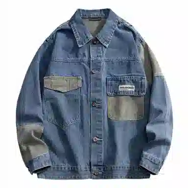 大卫贝肯 美式潮牌高街基础款简约拼接潮流休闲百搭宽松翻领牛仔外套 男女同款