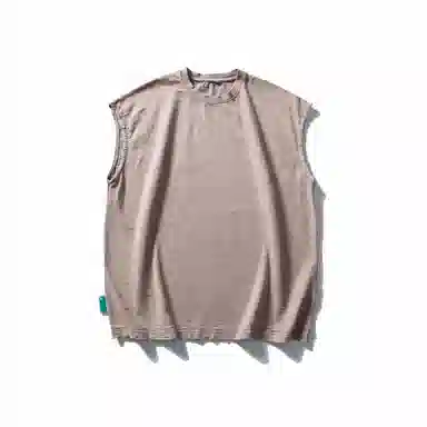 赞仕 夏季潮牌净版百搭宽肩休闲阔版做旧竹节棉背心 男款