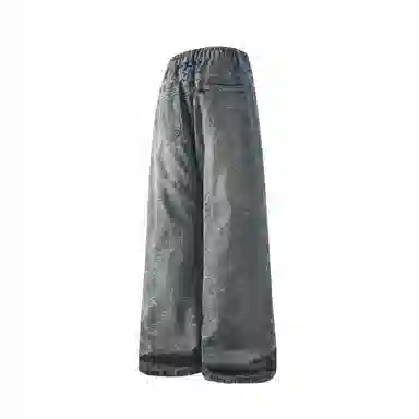 大卫贝肯  提花荆棘美式高街直筒微喇牛仔裤 男女同款