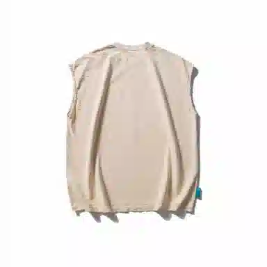 赞仕 夏季潮牌净版百搭宽肩休闲阔版做旧竹节棉背心 男款