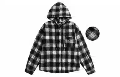 王者荣耀 鲁班七号星空梦想款 美式格子连帽衬衫春秋宽松慵懒风痞帅刺绣标高级感情侣抽身毛呢外套小香风宽松休闲舒适夹克 男女同款