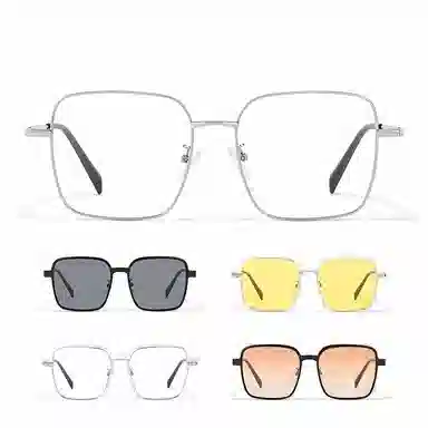 【可配度数】 佐川 时尚方框磁吸眼镜 一镜多用 秒变墨镜 一副多用 可配防蓝光变色 合金 方形 光学镜架 男女同款情侣款