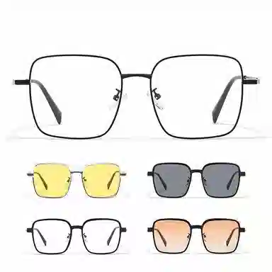【可配度数】 佐川 时尚方框磁吸眼镜 一镜多用 秒变墨镜 一副多用 可配防蓝光变色 合金 方形 光学镜架 男女同款情侣款
