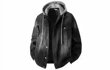 大卫贝肯 美式复古潮流高街重水洗做旧基础款简约宽松休闲日常通勤百搭连帽可脱卸单排扣学院风牛仔外套 男女同款