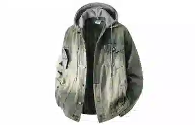 大卫贝肯 美式复古潮流高街重水洗做旧基础款简约宽松休闲日常通勤百搭连帽可脱卸单排扣学院风牛仔外套 男女同款