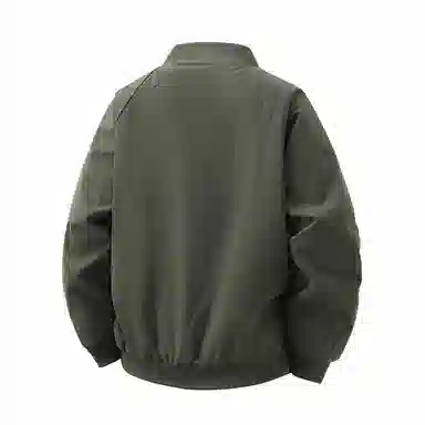 快鱼 美式复古简约个性花体字母印花设计感青少年纯色基础款宽松休闲时尚百搭飞行教练长袖外套夹克 男女同款