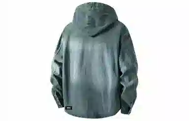 大卫贝肯 美式复古潮流高街重水洗做旧基础款简约宽松休闲日常迷彩百搭连帽无性别主义设计落肩袖单排扣学院风牛仔外套 男女同款