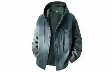 大卫贝肯 美式复古潮流高街重水洗做旧基础款简约宽松休闲日常迷彩百搭连帽无性别主义设计落肩袖单排扣学院风牛仔外套 男女同款