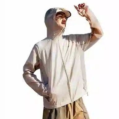 探路者 户外干爽拉链连帽休闲舒适 超轻透气防晒服 男款