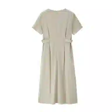 佐丹奴 收腰圆领梭织休闲短袖连衣裙 女款