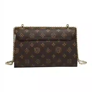 老人头 复古老花简约通勤百搭小方包 合成革 单肩斜挎包 常规 女款 咖色