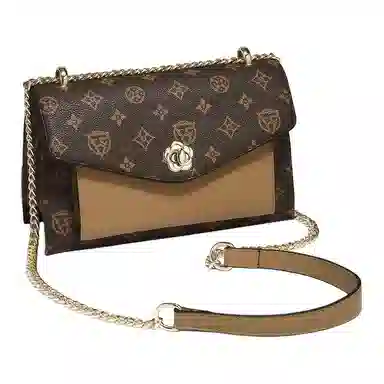 老人头 复古老花简约通勤百搭小方包 合成革 单肩斜挎包 常规 女款 咖色