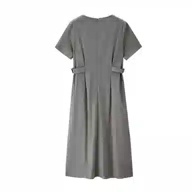 佐丹奴 收腰圆领梭织休闲短袖连衣裙 女款