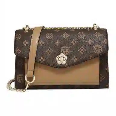 老人头 复古老花简约通勤百搭小方包 合成革 单肩斜挎包 常规 女款 咖色