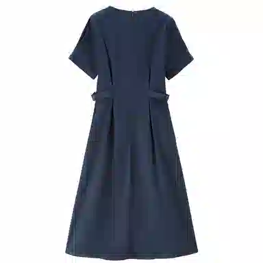 佐丹奴 收腰圆领梭织休闲短袖连衣裙 女款