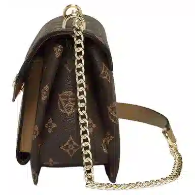 老人头 复古老花简约通勤百搭小方包 合成革 单肩斜挎包 常规 女款 咖色