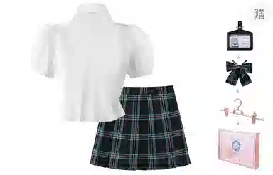 东鲸岁时记 学院风修身收腰长袖衬衫格子百褶裙裙装套装 女款