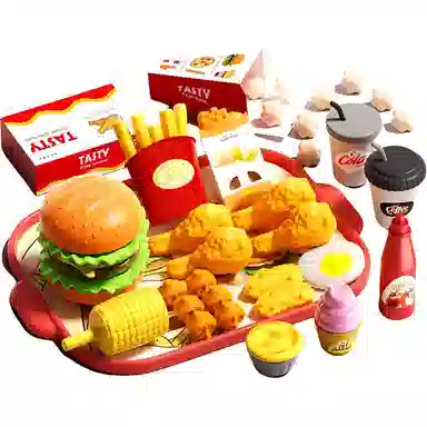 益米 仿真汉堡包套装 薯条披萨 厨房过家家 玩具