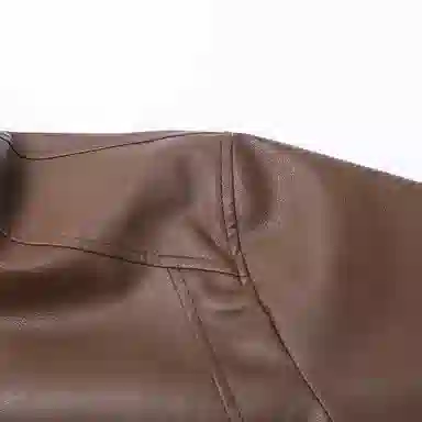 机车骑行潮牌立领加薄绒防风休闲复古纯色夹克时尚皮衣 男款 经典黑色