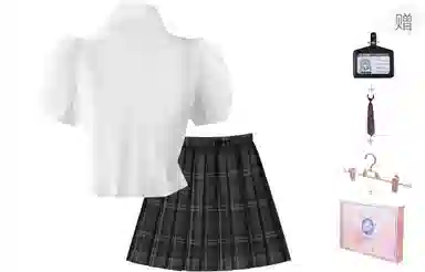 东鲸岁时记 通勤修身收腰短袖衬衫短款学院风格子半身裙制服 女款