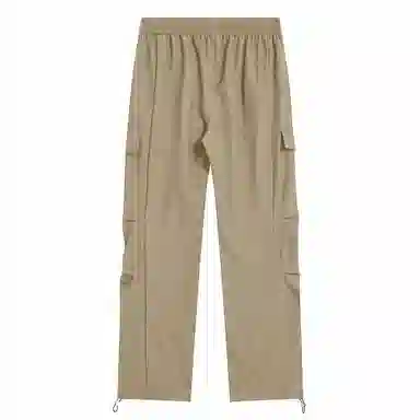 大卫贝肯 美式高街基础款纯色品牌字母刺绣抽绳宽松舒适帅气伞兵工装直筒可束脚休闲裤 男女同款