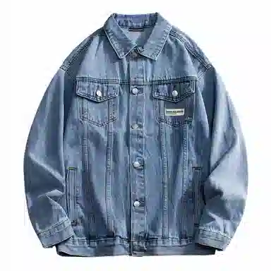 大卫贝肯 美式复古学院风简约基础款日常通勤百搭宽松舒适长袖翻领牛仔外套 男女同款