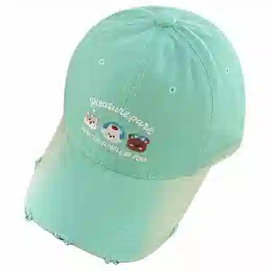 艾佳微 日常韩系简约可爱三只小熊防晒遮阳大头围显脸小大学生户外出行帽 棉 鸭舌帽 男女同款情侣款