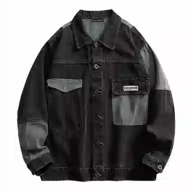 大卫贝肯 美式潮牌高街基础款简约拼接潮流休闲百搭宽松翻领牛仔外套 男女同款