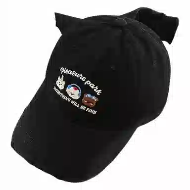 艾佳微 日常韩系简约可爱三只小熊防晒遮阳大头围显脸小大学生户外出行帽 棉 鸭舌帽 男女同款情侣款