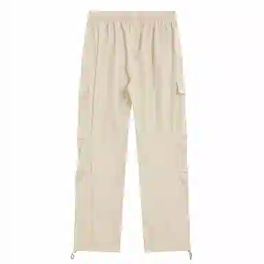 大卫贝肯 美式高街基础款纯色品牌字母刺绣抽绳宽松舒适帅气伞兵工装直筒可束脚休闲裤 男女同款